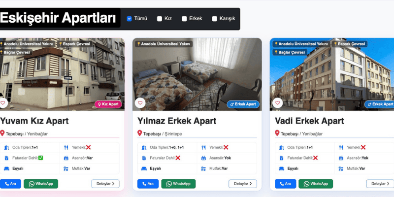 aparteskisehir.com ile Eskişehir'deki Öğrenci Apartlarını Tek Yerden Keşfedin